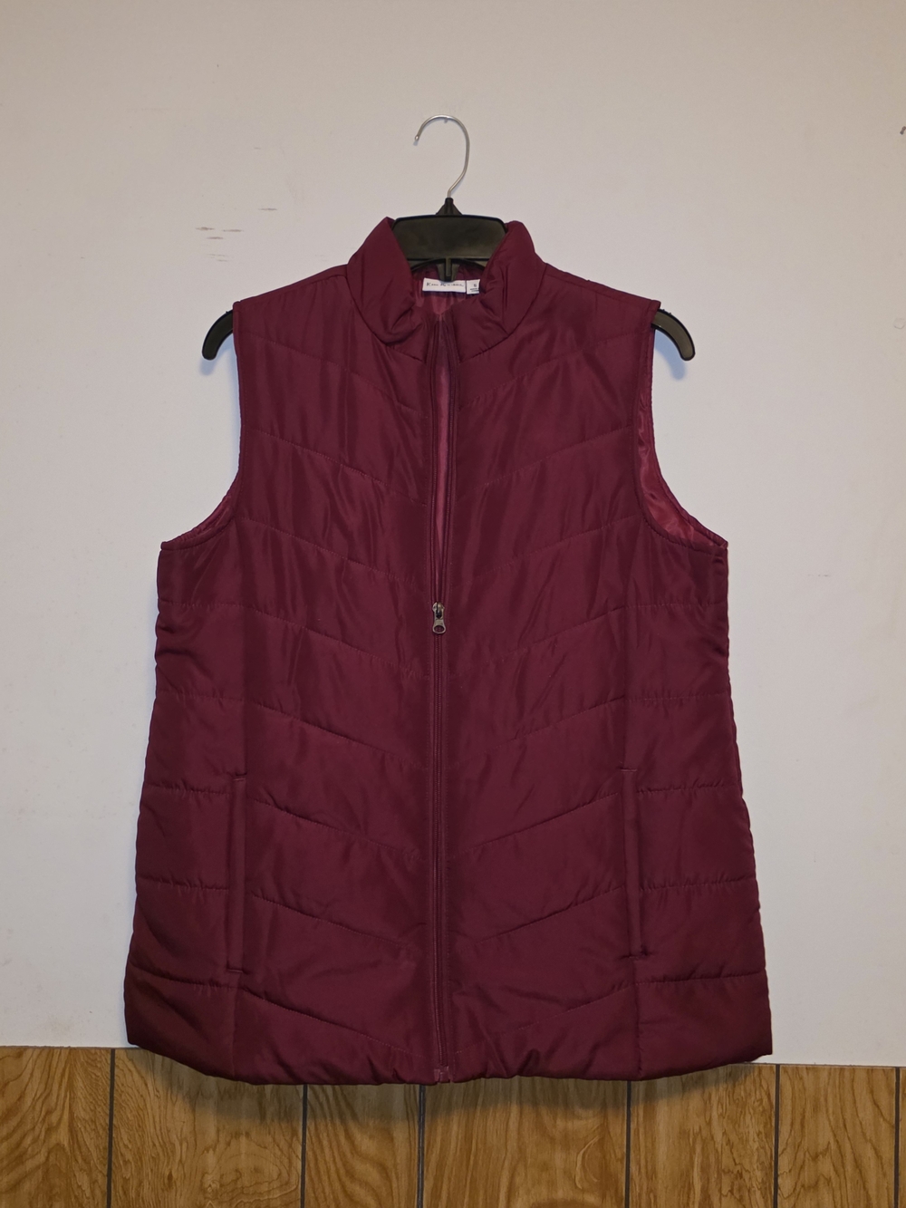 Kim Rogers Quilted Sleeveless Vest - Burgundy